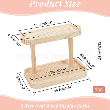 Présentoirs ovales en bois à 2 niveaux(ODIS-WH0025-127B)-2