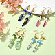 4 Pairs 4 Color Dyed Natural Quartz Crystal Nugget & Mushroom Lampwork Dangle Earrings(EJEW-TA00335)-2