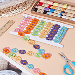 5 Yards 5 Petals Flower Polyester Lace Trims, Embroidered Applique Sewing Ribbon, with Cardboard Display Card, Colorful, 1 inch(25mm)(OCOR-LP0004-33)
