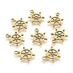 Tibetan Style Alloy Helm Pendants, Cadmium Free & Lead Free, Antique Golden, 20x15x1.5mm, Hole: 2mm(X-TIBEP-S257-AG-LF)