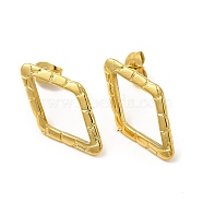 Ion Plating(IP) 304 Stainless Steel Stud Earrings for Women, Rhombus, Real 18K Gold Plated, 24x13mm, Pin: 0.8mm(EJEW-I281-36G)