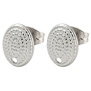 304 Stainless Steel Stud Earring Findings, with Hole, Oval, 10x7.5mm, Hole: 1.2mm, Pin: 0.8mm(EJEW-D081-01A-P)