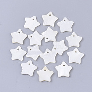 Freshwater Shell Pendants, Star, Seashell Color, 12x12x2mm, Hole: 1.2mm(X-SHEL-S276-60B)