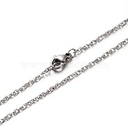 304 Stainless Steel Double Link Chains Necklaces, with Lobster Claw Clasps, Stainless Steel Color, 23.6 inch(59.9cm)(NJEW-O051-09)