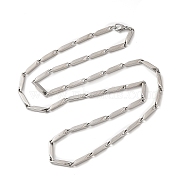 201 Stainless Steel Rectangle Bar Link Chain Necklace, Stainless Steel Color, 23.78 inch(60.4cm)(NJEW-Q316-01D-P)