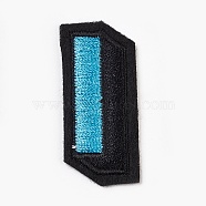 Computerized Embroidery Cloth Iron On Patches, Costume Accessories, Appliques, Letter, Deep Sky Blue, 41x18x1.7mm(DIY-WH0083-01I)