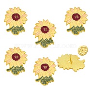 Sunflower Enamel Pin, Lovely Alloy Enamel Brooch for Backpacks Clothes, Champagne Gold, 31x24x9mm(JEWB-SZ0001-55)