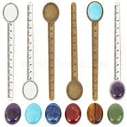 DIY Straight Rulers Bookmark Making Kit, Including Alloy Cabochon Setting, Natural Mixed Gemstone Oval Cabochons, Mixed Color, 11Pcs/bag(FIND-SC0004-96)