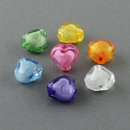 Transparent Acrylic Beads, Bead in Bead, Faceted, Heart, Mixed Color, 13x14x10mm, Hole: 2mm(X-TACR-S114-14mm-M)