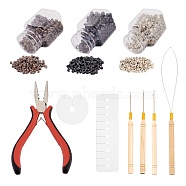 DIY Jewelry Kits, with PVC Protect Shields, Aluminium Micro Rings, Ferro-nickel Hair Pliers, Wood Handle Iron Crochet Hook Needles(DIY-NB0004-38)