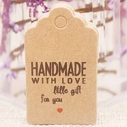 Paper Gift Tags, Hange Tags, For Arts and Crafts, For Wedding, Valentine's Day, Rectangle with Word, BurlyWood, 50x30x0.4mm, Hole: 5mm(CDIS-P001-H06-A)
