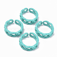 Spray Painted Alloy Cuff Rings, Open Rings, Cadmium Free & Lead Free, Curb Chain Shape, Turquoise, US Size 7 1/4(17.5mm)(RJEW-T011-29F-RS)