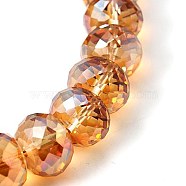 Electorplated Glass Beads, Rainbow Plated, Faceted, Rondelle, Orange Red, 16x10mm(EGLA-E005-06)