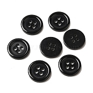 Resin Buttons, Dyed, Flat Round, Black, 15x2.5mm, Hole: 2mm, 395pcs/bag(RESI-D030-15mm-02)