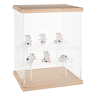 1Pc Acrylic Display Frame, Doll Display Box, with Wood, Rectangle, BurlyWood, 16.6x20x25.2cm(DOLL-OC0001-01)