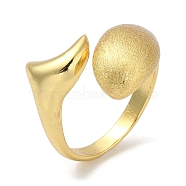 Rack Plating Brass Cuff Finger Rings for Women, Cadmium Free & Lead Free, Long-Lasting Plated, Real 18K Gold Plated, Teardrop, 19mm, Inner Diameter: 18mm(RJEW-C114-13E-G)