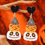 Funny Halloween Acrylic Stud Earrings, White, Ghost(UY2581-5)