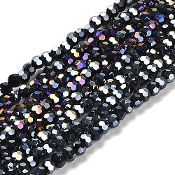 Opaque Glass Beads Stands, AB Color, Faceted(32 Facets), Round, Black, 3.5x3mm, Hole: 1mm, about 168~169pcs/strand, 19.09~19.17 inch(48.5~48.7cm)(EGLA-A035-P3mm-B18)