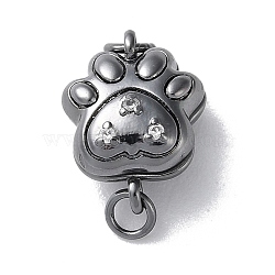 Brass Magnetic Clasps with Jump Ring, Paw Print, Gunmetal, 12.5x9.5x6mm, Hole: 2mm(KK-F867-39B)