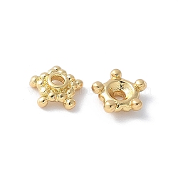 Flower Brass Bead Caps, Rack Plating, Cadmium Free & Lead Free, Long-Lasting Plated, Real 18K Gold Plated, 6.5x6.8x2.5mm, Hole: 1.2mm(KK-F892-34G-02)