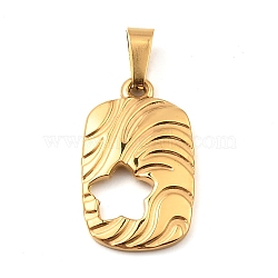 Ion Plating(IP) 304 Stainless Steel Pendants, Rectangle with Star Charm, Golden, 20x12x2mm, Hole: 6x3mm(STAS-H182-09G)