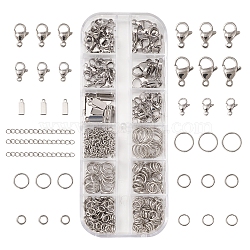 DIY End Chains Making Kits, Including 304 Stainless Steel Open Jump Rings & Lobster Claw Clasps & Stamping Blank Tag Pendants & Twisted Chain Extension, Stainless Steel Color, 249Pcs/box(DIY-FS0004-86)