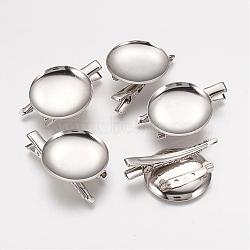 Brass Hairpin Cabochon Settings, DIY Material for Hair Accessories, Oval, Platinum Color, 30x45x7mm, Tray: 28.5mm(KK-H074)