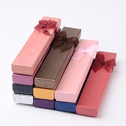 Cardboard Necklace Boxes, Rectangle, Mixed Color, about 4cm wide, 23cm long, 2.3cm high(X-BC149)