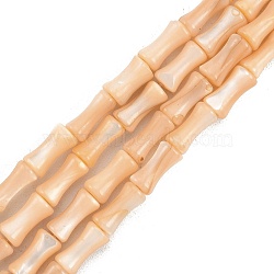 Natural Freshwater Shell Beads Strands, Dyed, Bamboo Stick Shape, Sandy Brown, 8x4.5mm, Hole: 0.8mm, about 46pcs/strand, 14.49 inch(36.8cm)(SHEL-G013-01C)
