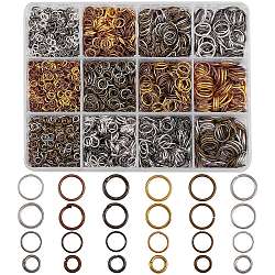 3870Pcs 24 Style Iron Open Jump Rings, Mixed Color, 4~10x0.7~1mm, Inner Diameter: 2.6~8mm(IFIN-SZ0001-30)