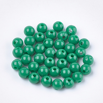 Opaque Plastic Beads, Round, Sea Green, 6x5.5mm, Hole: 1.8mm, about 4790pcs/500g