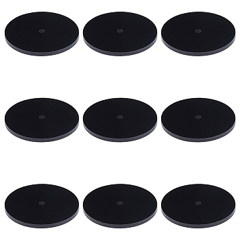 BENECREAT Acrylic Board, Flat Round, Black, 50x3mm, Hole: 3mm
