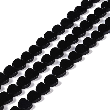 Natural Black Onyx(Dyed & Heated) Beads Strands, Heart, 10x10.5x3mm, Hole: 0.7mm, about 41~42pcs/strand, 15.55''~15.94''(39.5~40.5cm)