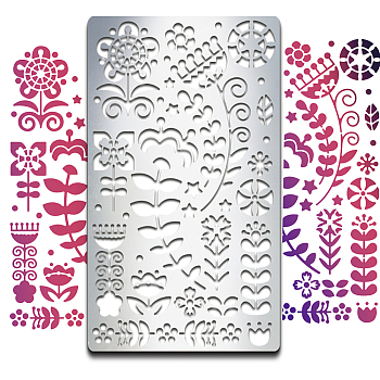 Retro Stainless Steel Metal Cutting Dies Stencils, for DIY Scrapbooking/Photo Album, Decorative Embossing DIY Paper Card, Matte Stainless Steel Color, Flower Pattern, 177x101x0.5mm