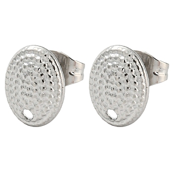 304 Stainless Steel Stud Earring Findings, with Hole, Oval, 10x7.5mm, Hole: 1.2mm, Pin: 0.8mm