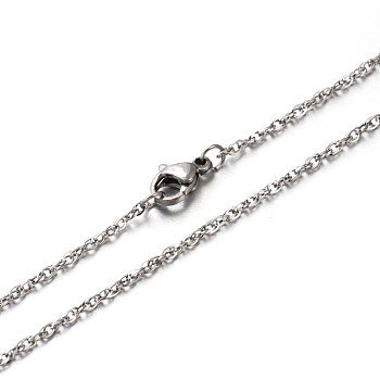 304 Stainless Steel Double Link Chains Necklaces, with Lobster Claw Clasps, Stainless Steel Color, 23.6 inch(59.9cm)