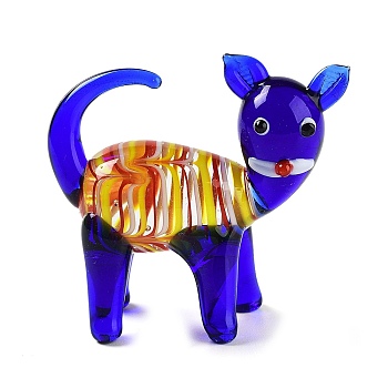 3D Dog Handmade Lampwork Display Decoration, for Home Decoration, Blue, 49x29x47mm