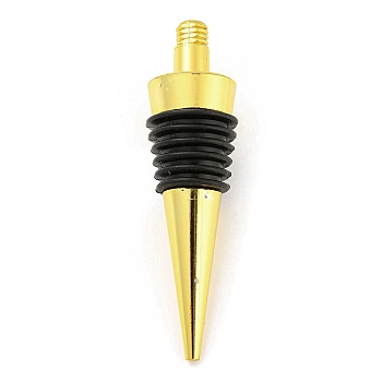 Alloy Red Wine Stoppers, Silicone Bottle Stopper, Cone, Golden, 77.5x20mm, pin: 7mm