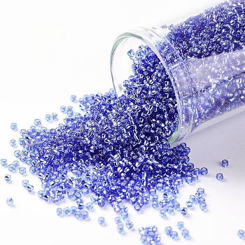 TOHO Round Seed Beads, Japanese Seed Beads, (35) Silver Lined Sapphire, 15/0, 1.5mm, Hole: 0.7mm, about 3000pcs/10g