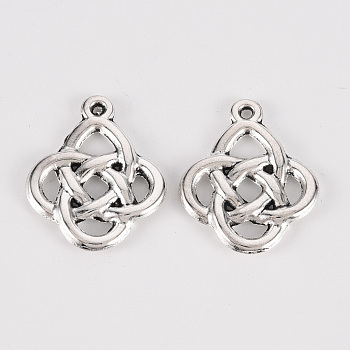 Tibetan Style Alloy Pendants, Lead Free & Cadmium Free, Chinese Knot, Antique Silver, 20x16x1.5mm, Hole: 1.2mm, about 420pcs/500g