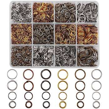 3870Pcs 24 Style Iron Open Jump Rings, Mixed Color, 4~10x0.7~1mm, Inner Diameter: 2.6~8mm