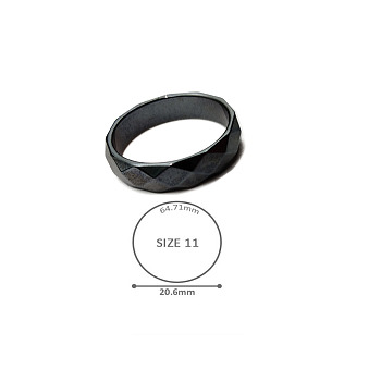 Synthetic Hematite Plain Band Rings, Inner Diameter: 20.6mm