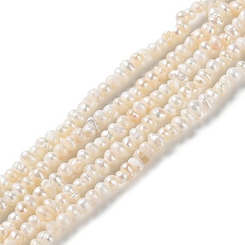 Natural Keshi Pearl Beads Strands, Cultured Freshwater Pearl, Baroque Pearls, Potato, Grade 2A, PapayaWhip, 2~3x2~3.5mm, Hole: 0.5mm, about 162pcs/strand, 13.66''(34.7cm)