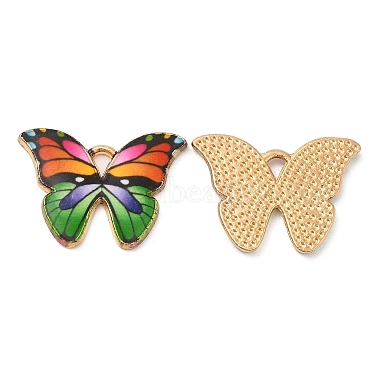 Light Gold Green Butterfly Alloy+Enamel Pendants