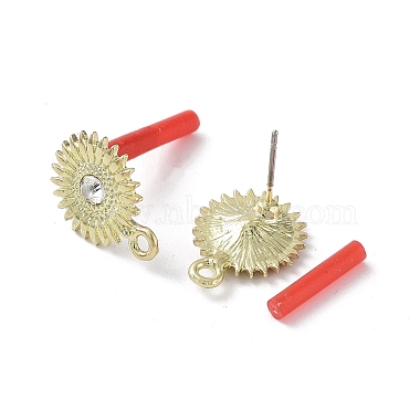 Rack Plating Golden Alloy with Rhinestone Stud Earring Findings(EJEW-B036-02G-01)-2