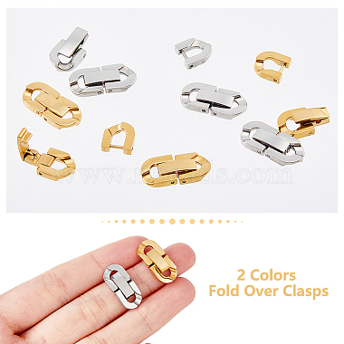 Unicraftale 8 Sets 2 Colors 304 Stainless Steel Fold Over Clasps(STAS-UN0046-68)-3