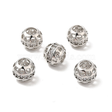 Hollow Brass Micro Pave Clear Cubic Zirconia European Style Beads(KK-E068-VB485)-3