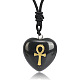 Natural Obsidian Heart Engraved AnKh Cross Pendant Personalized DIY Necklaces(SC1205-5)-1