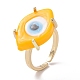 Lampwork Oval with Evil Eye Open Cuff Ring(RJEW-I086-13G-07)-1