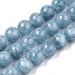 Dyed Natural Quartz Round Bead Strands, Imitation Aquamarine, 8~9mm, Hole: 1mm, about 46pcs/strand, 15.3 inch(X-G-R173-8mm-03)